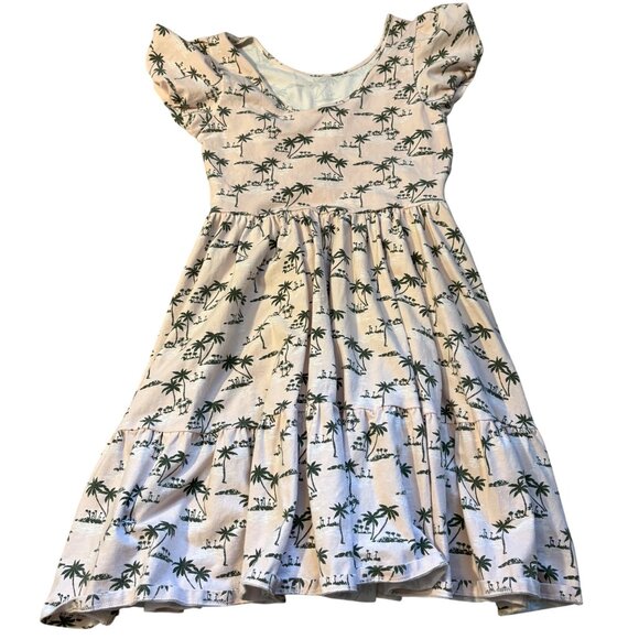 Janie and Jack Girls Palm Tree Print Dress Size 18 Big Kid Short Sleeve Casual - Picture 3 of 3